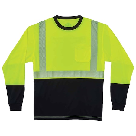 Ergodyne Long Sleeve Hi-Vis Shirt, 100% polyester, Lime, 7XL-Long 8281BK